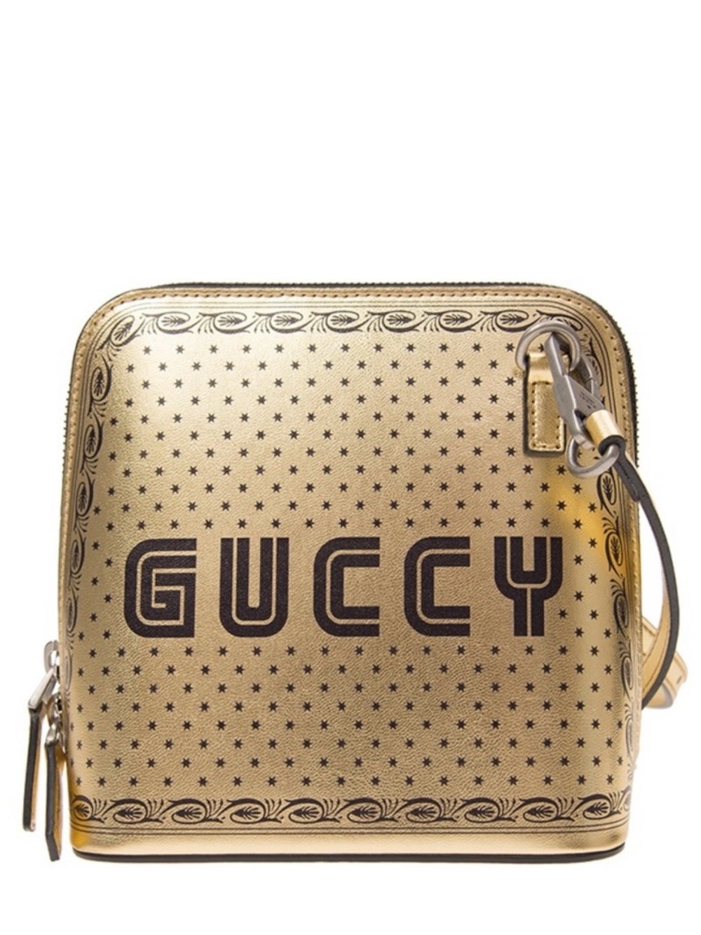 Gucci Sega Metallic Gold 'GUCCY' Printed Crossbody Bag